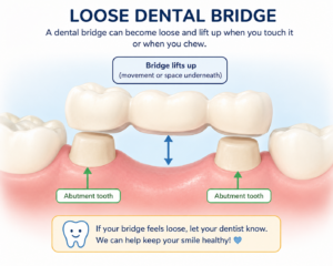 Loose dental bridge